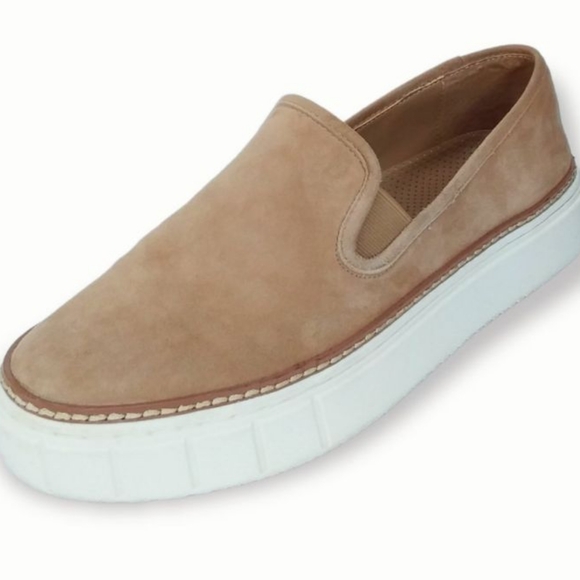 NEW IN BOX 🌺 Vince Camuto Rammeya Slip On Tan Suede Platform Shoes - Picture 1 of 12